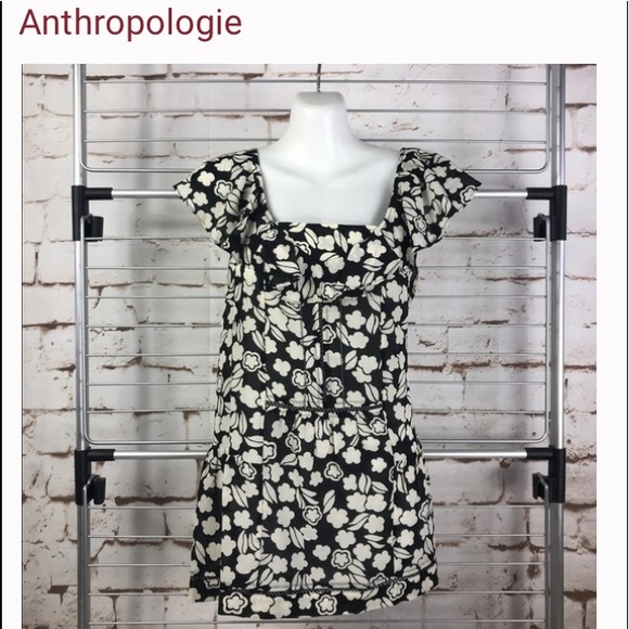 Anthropologie Tops - 👚Anthro Top Blouse Silk Bk Cap Sleeve Print Sz 8